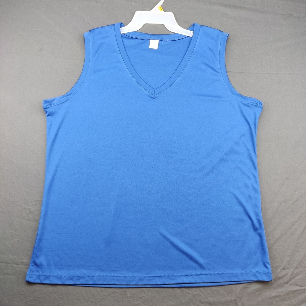 Sport-Tek Tank Top Womens 3XL Blue V-Neck Sleeveless Polyester Athletic Top
